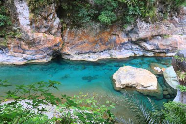 Tayvan 'daki Taroko Ulusal Parkı. Shakadang Kanyon Manzarası.