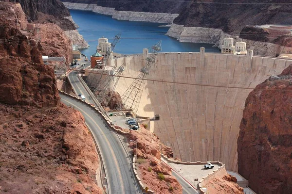 Hoover Gát Egyesült Államokban Vízerőmű Arizona Nevada Határán — Stock Fotó