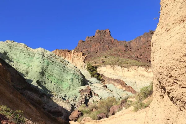 Gran Canaria Volcanic Landscape Los Azulejos Colorful Rocks Effect Hydromagmatic — Stock Photo, Image