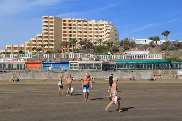 Playa Ingles Španělsko Prosince 2015 Lidé Navštíví Pláž Playa Ingles — Stock fotografie