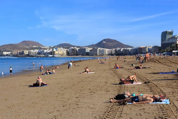 Las Palmas Espagne Novembre 2015 Les Gens Visitent Plage Las — Photo