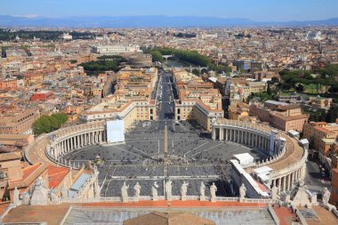 Roma ve Vatikan - Aziz Peter Meydanı 'nın havadan görünüşü.