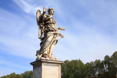Angel in Rome, Italy. One of the statues at Ponte Sant' Angelo bridge. Baroque sculpture by Girolamo Lucenti. clipart