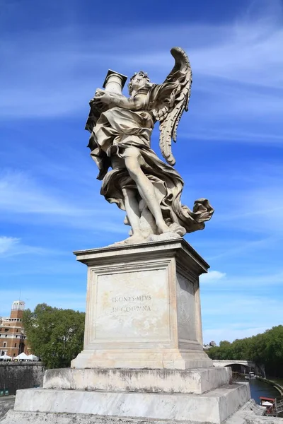 Roms Landmärke Italien Änglamonument Vid Berömda Ponte Sant Angelo Bron — Stockfoto