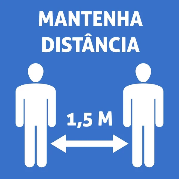 Signo Distanciamiento Social Lengua Portuguesa Mantenha Distancia Inglés Keep Distance — Vector de stock