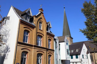 Muelheim an der Ruhr city in Germany. Kirchenhuegel bölgesinde eski kasaba mimarisi.