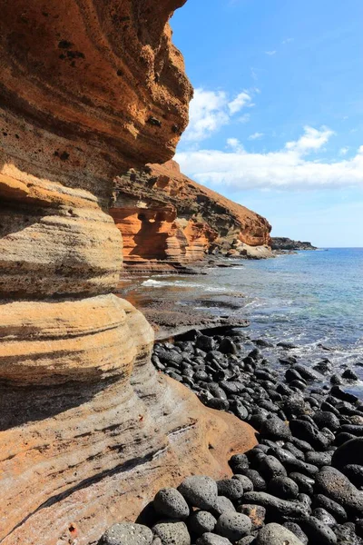 Tenerife Táj Costa Del Silencio Tengerpart Punta Amarilla Vulkanikus Tuff — Stock Fotó