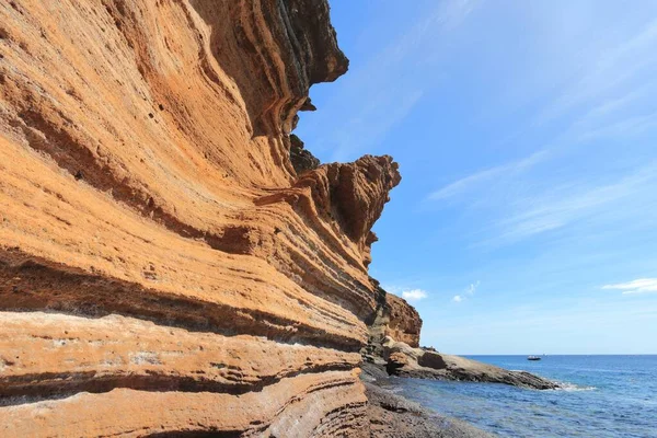 Krajobraz Teneryfy Wybrzeże Costa Del Silencio Wulkaniczne Skały Punta Amarilla — Zdjęcie stockowe