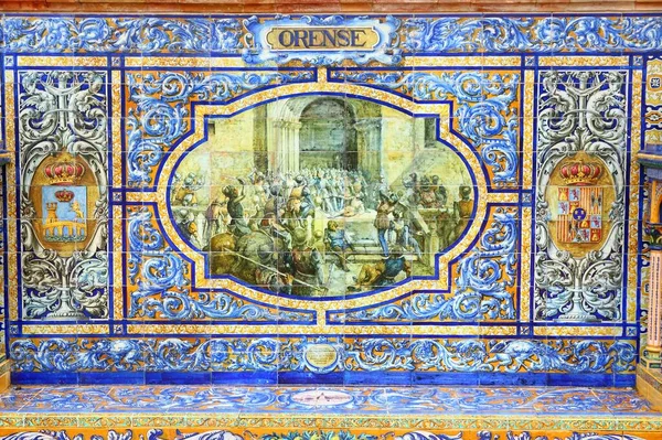 Seville Espanha Novembro 2012 Orense Azulejos Tema Detalhe Famosa Plaza — Fotografia de Stock