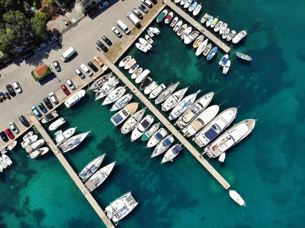 Isola Korcula Croazia Veduta Aerea Del Porto Lumbarda — Foto Stock