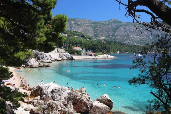 Mlini Croatia Haziran 2019 Turistler Dubrovnik Yakınlarındaki Mlini Yaz Tatilinin — Stok fotoğraf