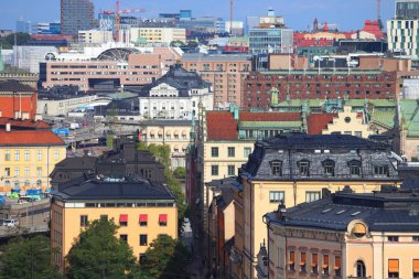 Stockholm, İsveç - Gamla Stan ve Norrmalm bölgesinde şehir mimarisi.