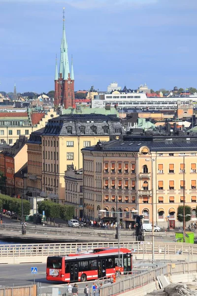 斯德哥尔摩 瑞典斯德哥尔摩 2018年8月23日 瑞典斯德哥尔摩的城市景观 斯德哥尔摩是瑞典的首都 也是人口最多的地区 — 图库照片