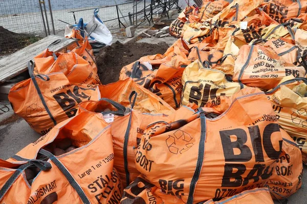 Stockholm Zweden August 2018 Rubble Bags Een Bouwplaats Stockholm Zweden — Stockfoto