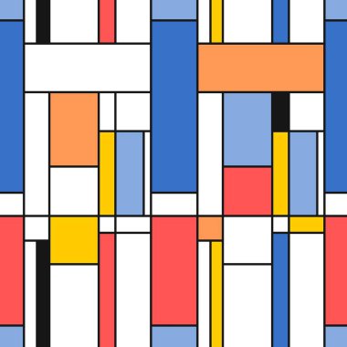 Basit modern desen - Mondrian tarzında kusursuz doku. Hediye ambalaj kağıdı ya da yatak örtüsü için tasarım.
