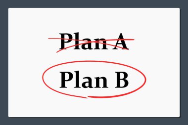 A planı ve B planı. İş planlama ve strateji. İş projesinde acil durum planı.