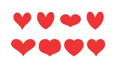 Vektör kırmızı kalp simgeleri. Kalp sembolü koleksiyonu. Basit kalp çizimi.