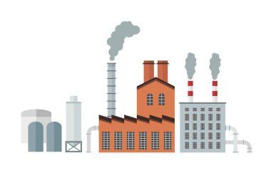 Fabrika düz tasarım. Vektör fabrikası. Sanayi fabrikası üretim konsepti.