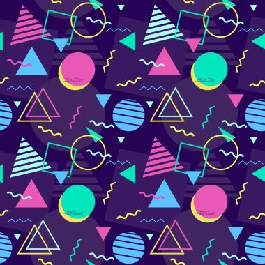 Fashion design - 1990 style pattern. 80s-90s style geometric Memphis vector. 1990s seamless texture. clipart