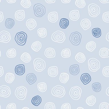 Tekstil izleri kusursuz. Elle çizilmiş dairesel vektör tasarımı. Mavi üzerine beyaz.