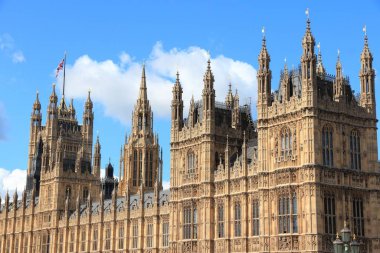 Westminster Londra Sarayı. Londra 'nın mimarisi. İngiliz simgeleri.