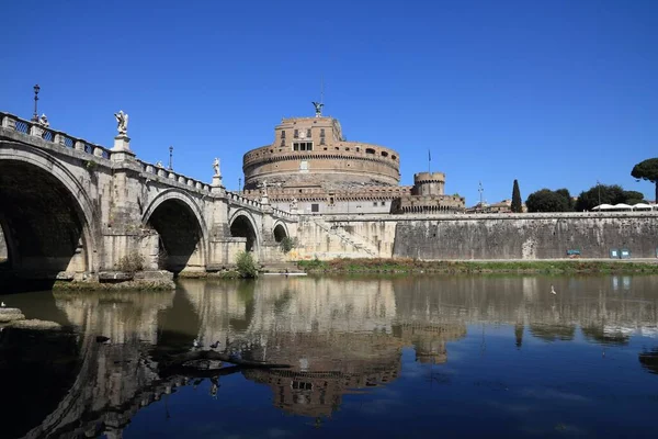 Rzym Włochy Ponte Sant Angelo Most Świętego Anioła Castel Sant — Zdjęcie stockowe