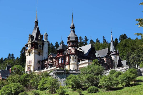 Peles Castle, Romania. Neo-Renaissance style architecture. Fairytale castle.