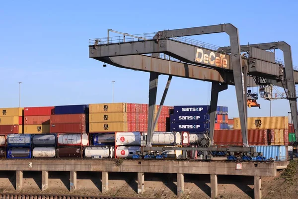 Duisburg Germany September 2020 Shipping Containers Port Duisburg Germany Port — Stock Photo, Image