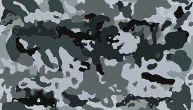Askeri kamuflaj dokusu. Kusursuz gri siyah kamuflaj deseni. Camo vektör deseni.