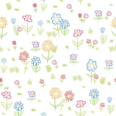 El çizimi çiçek arkaplanı. Çiçek kumaş taşıyıcı tasarımı. El çizimi çiçek deseni.