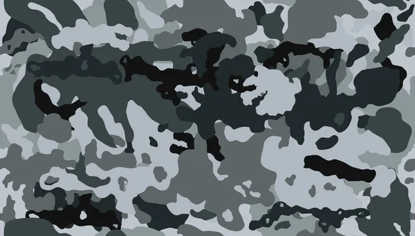 Textuur Militaire Camouflage Naadloos Grijs Zwart Camouflage Patroon Camo Vector — Stockvector