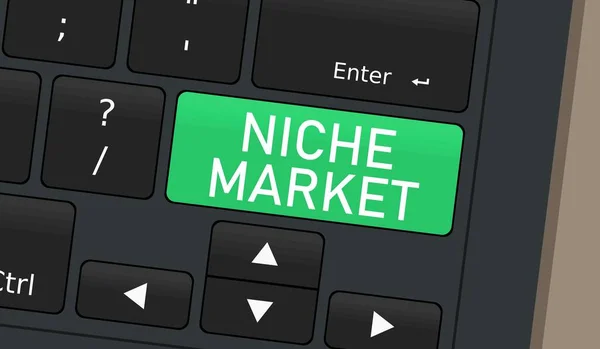笔记本电脑键盘上的Niche市场键 概念矢量说明 — 图库矢量图片