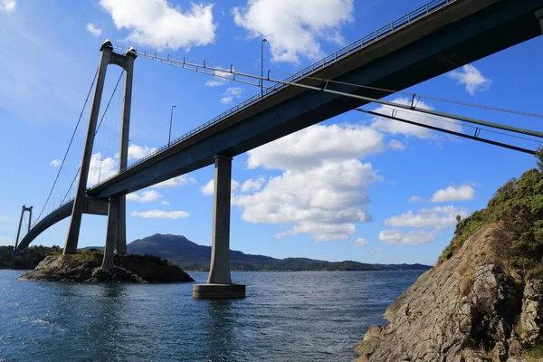 Bomlabrua Bridge Норвегії Великий Висячий Міст Частина Трикутника Лінк Trekantsambandet — стокове фото