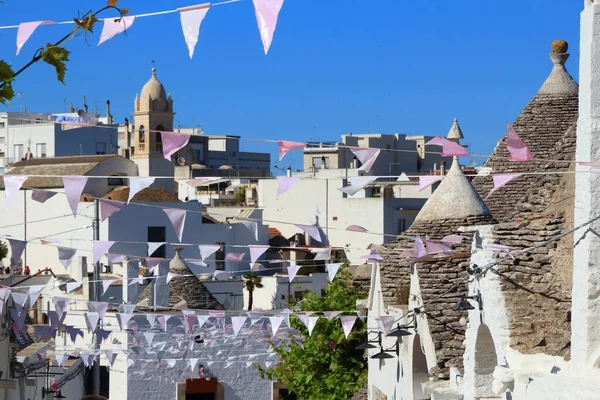 Krajobraz Alberobello Tradycyjnymi Domami Trulli Region Apulii Włoszech Włoski Zabytek — Zdjęcie stockowe