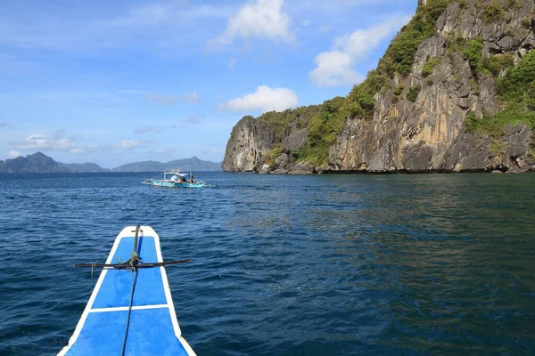 Onboard Traditional Bangka Boat Philippines Island Hopping Tour Philippines Coast — Stock Photo, Image