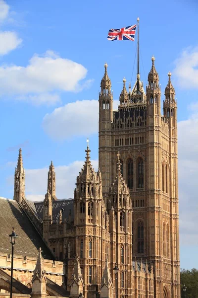 Лондон Великобритания Вестминстерский Дворец Здание Парламента Башней Виктория Всемирное Наследие — стоковое фото