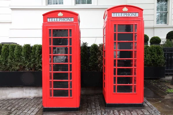 Κόκκινοι Τηλεφωνικοί Θάλαμοι Λονδίνου Σύμβολο Του Λονδίνου Ηνωμένο Βασίλειο — Φωτογραφία Αρχείου