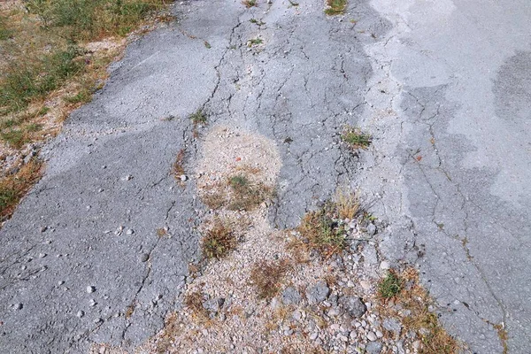 Fransa Hasarlı Yol Kırsal Yol Bakımı Kavramı — Stok fotoğraf