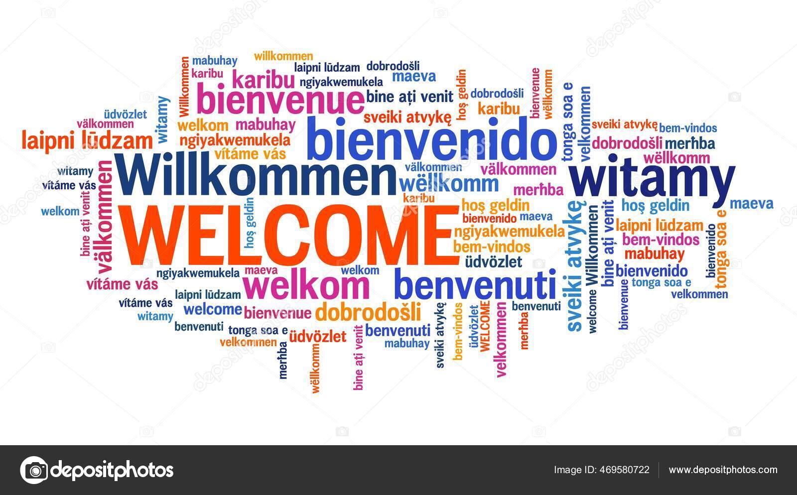 Bem Vindos Gráficos Mensagens Sinal Boas Vindas Internacional Vários  Idiomas — Foto © tupungato #469580722, image size:1600x994