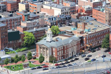 North End ile Boston şehri hava manzarası. Boston 'un şehir manzarası.