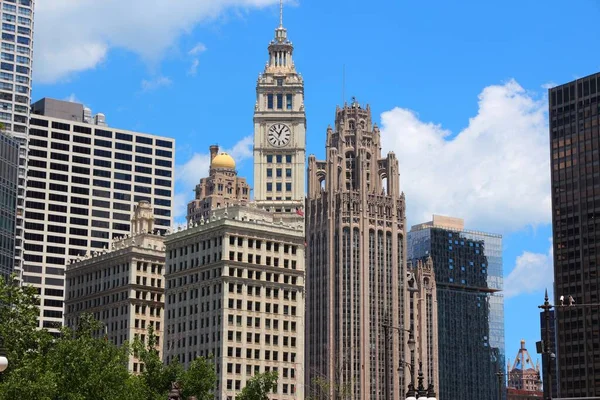 芝加哥市中心的天际线美国伊利诺斯州芝加哥旧城 — 图库照片