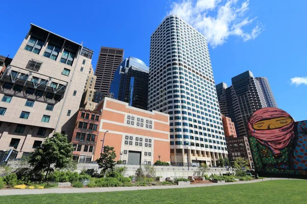 Boston Usa Juni 2013 Stadssiluett Med High Street Byggnad Hög — Stockfoto