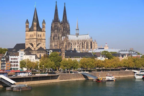 Kölner Skyline Deutschland Blick Vom Rhein — Stockfoto