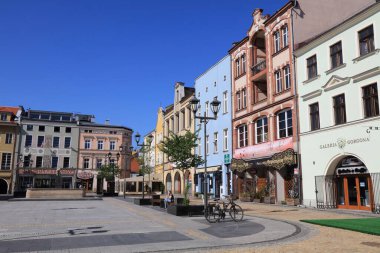GLIWICE, POLAND - 11 Mayıs 2021: Polonya 'nın Gliwice şehrindeki Rynek Meydanı, Yukarı Silezya' nın en büyük kentlerinden biri.