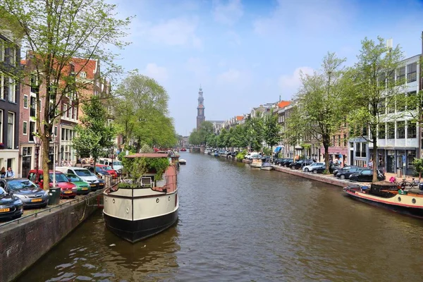 Amsterdão Países Baixos Julho 2017 Pessoas Visitam Canal Prinsengracht Amsterdã — Fotografia de Stock