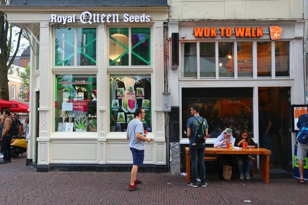 Amsterdam Netherlands July 2017 People Visit Cannabis Seed Shop Amsterdam — Stock Photo, Image