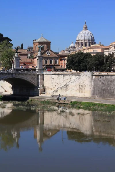 Rzym Panorama Miasta Włochy Piękny Widok Rzymu Bazyliką Piotra Tle — Zdjęcie stockowe