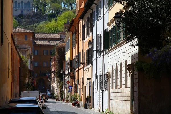 罗马的Trastevere区 Rione Trastevere 意大利罗马的风景秀丽的街道 — 图库照片