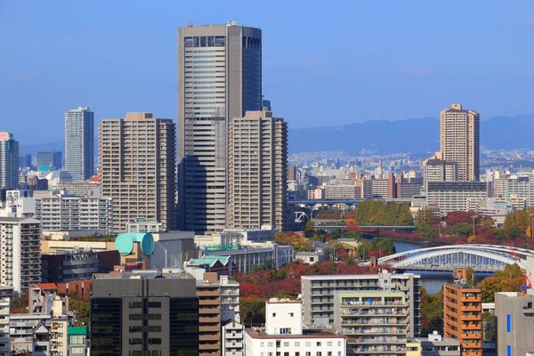 Osaka Stad Skyline Met Tenma Buurt Kita District Miyakojima District — Stockfoto