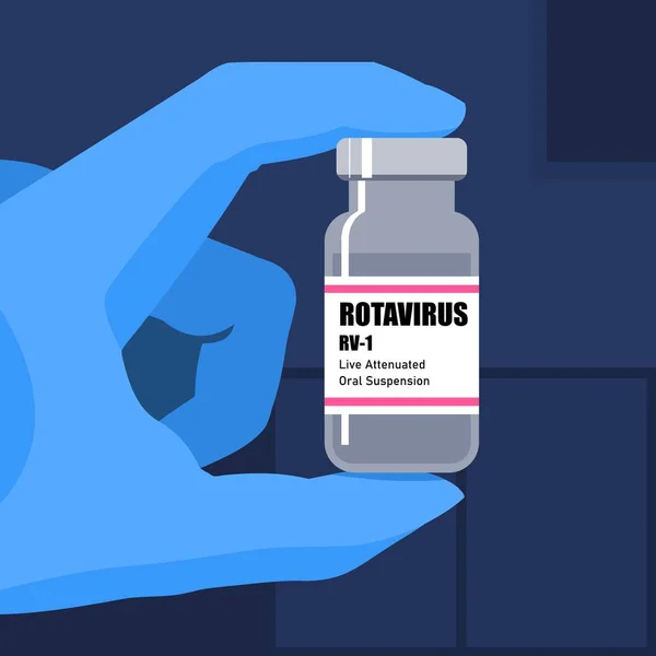 Rotavirusvaccin Flaska Medicinsk Vetenskap Flaska Med Droger Koncept För Läkemedelsindustrins — Stock vektor